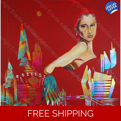 City of London Abstract Red Night Figure 5051